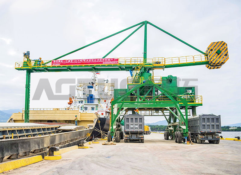 1000-70000 DWT 200-1500t / h Máy dỡ tàu trục vít di động bằng lốp